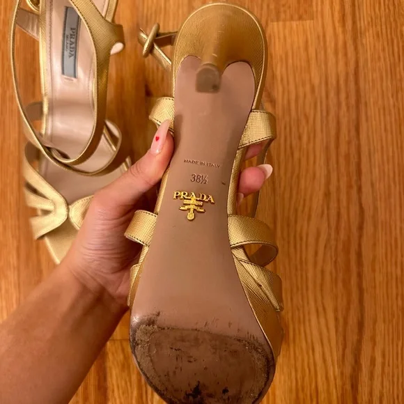 Prada Gold Heels - Picture 3 of 5